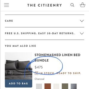 SOLD—The Citizenry LINEN Queen Duvet Cover (chambray) & Queen sheet set